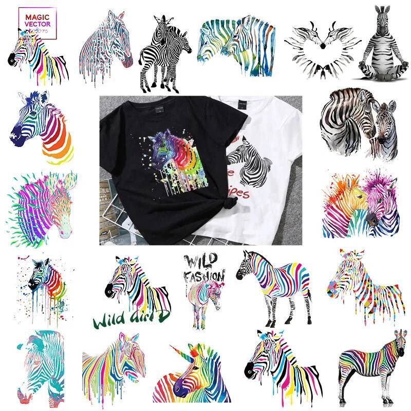 3D Printing Vinyl - Renkler Zebra Hayvan Yamalar Diy Aplike