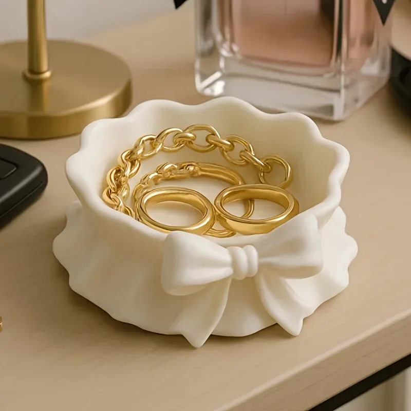 3D Printing Jewelry - Beyaz Yay Şeklinde Saklama Tepsisi, 3D